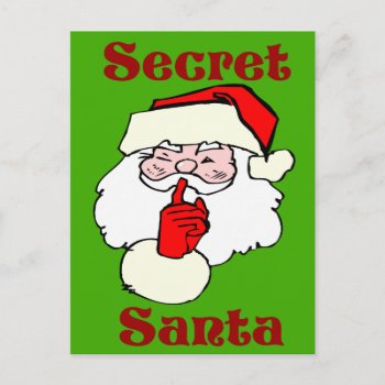Secret Santa On Christmas Green Holiday Postcard by santasgrotto at Zazzle