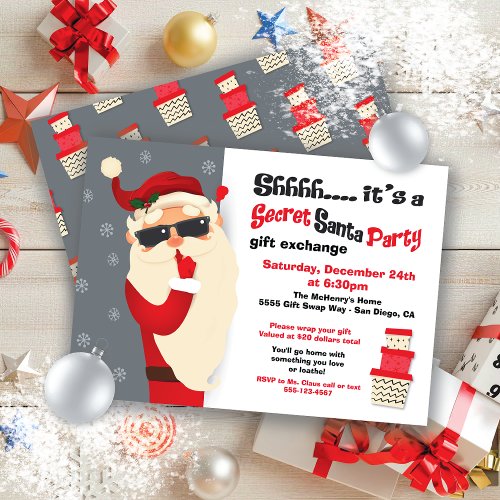 Secret Santa Party Gift Exchange Swap Invitation