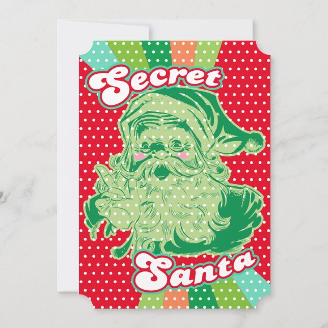 Secret Santa Pop Art Custom Party Invitations (Back)