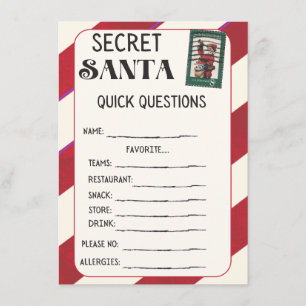 Secret Santa Questionnaire Cards