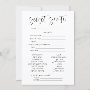 Secret Santa Questionnaire Christmas Games Fun  Invitation