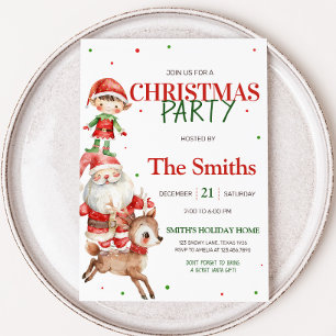 Secret Santa Reindeer Elf Kids Christmas Party Invitation
