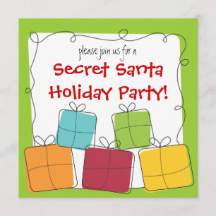 Secret Santa Retro Gift Holiday Party Invitation