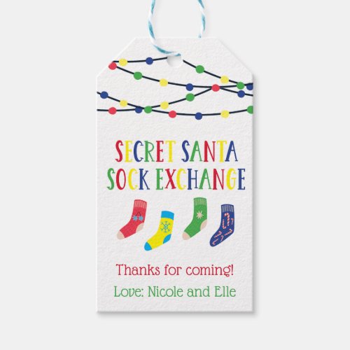 Secret Santa Sock Exchange Sock Swap Holiday Party Gift Tags