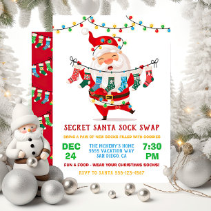 Secret Santa Sock Swap Exchange Party Invitation
