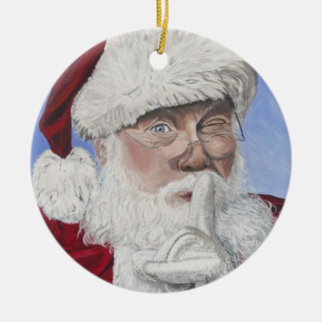 Secret Santa  Tree Ceramic Ornament (Front)