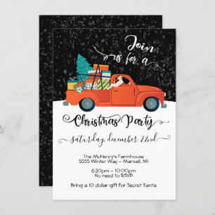 Secret Santa Truck Chistmas Tree Party Invitation