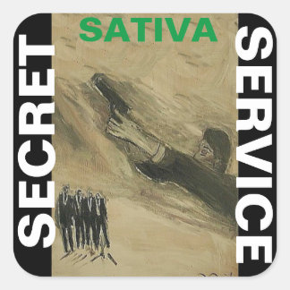 SECRET SERVICE SATIVA SQUARE STICKER