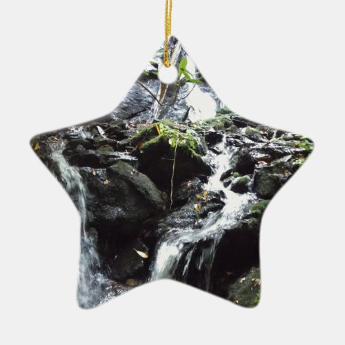 Secret Smoky Mountain Waterfall Ceramic Ornament