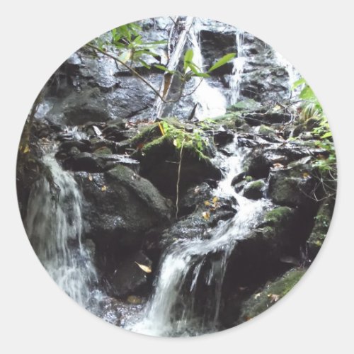 Secret Smoky Mountain Waterfall Classic Round Sticker