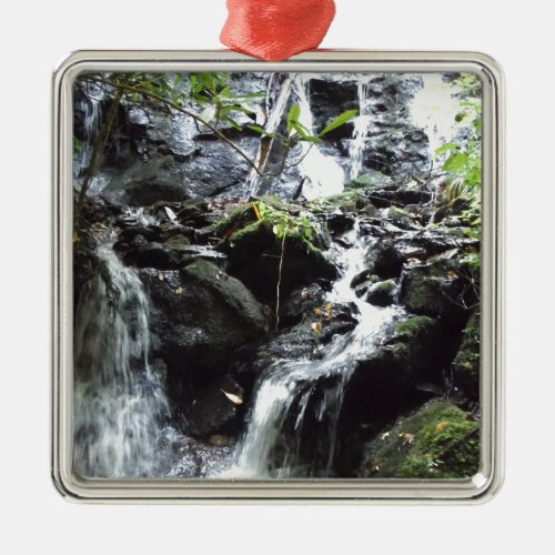Secret Smoky Mountain Waterfall Metal Ornament
