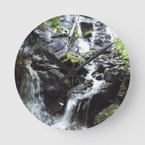 Secret Smoky Mountain Waterfall Round Clock