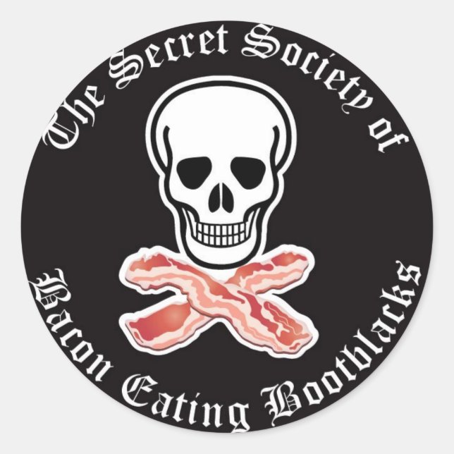 Secret Society of Bacon Eating Bootblack Sticker (Front)