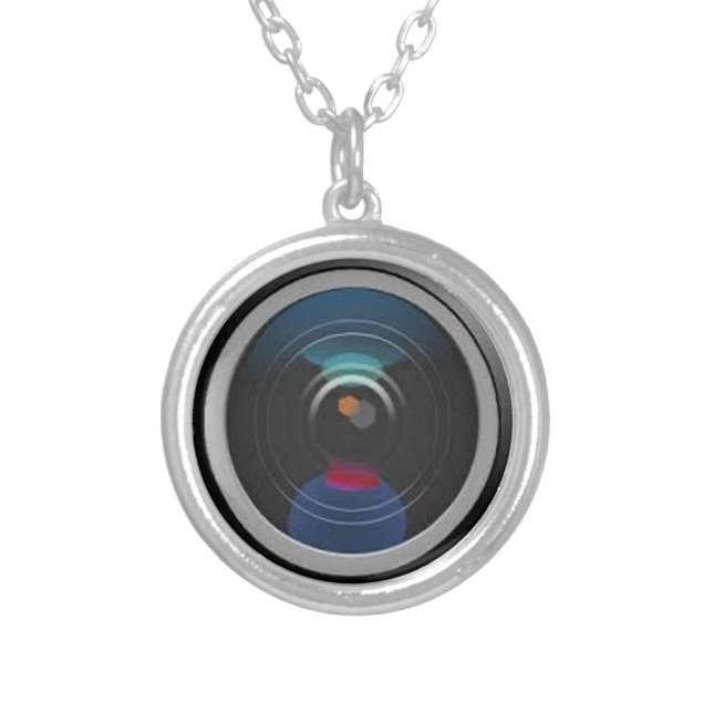 SECRET SPY CAMERA (Fake but Effective!) Silver Plated Necklace (Front)