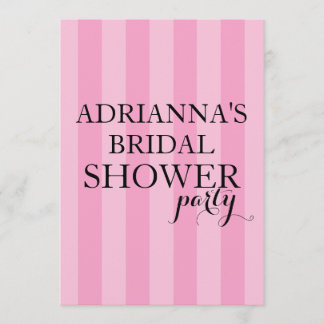 Secret Surprise Bridal Shower Party Pink Stripes Invitation