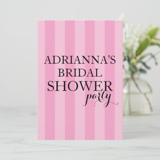 Secret Surprise Bridal Shower Party Pink Stripes Invitation | Zazzle