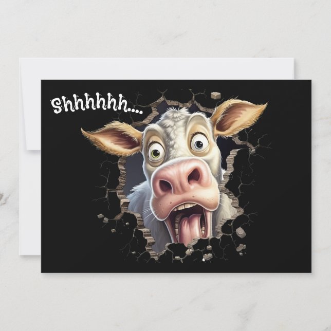 Secret Surprise Party Invite | Shhh Cow (Front)