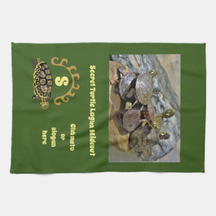 Secret Turtle Lagoon Hideout Photo Monogram Kitchen Towel