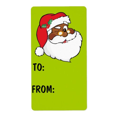 Secret Winking Black Santa Claus Gift Label