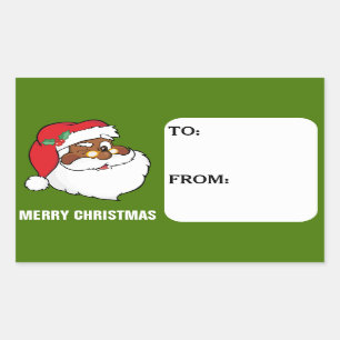 Secret Winking Black Santa Claus Gift Tag Sticker