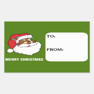 Secret Winking Black Santa Claus Gift Tag Sticker
