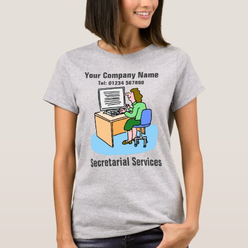 Secretarial Services Cartoon to Personalise T_Shirt