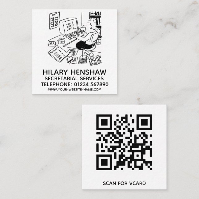Secretarial Services Square Business Card (Front/Back)