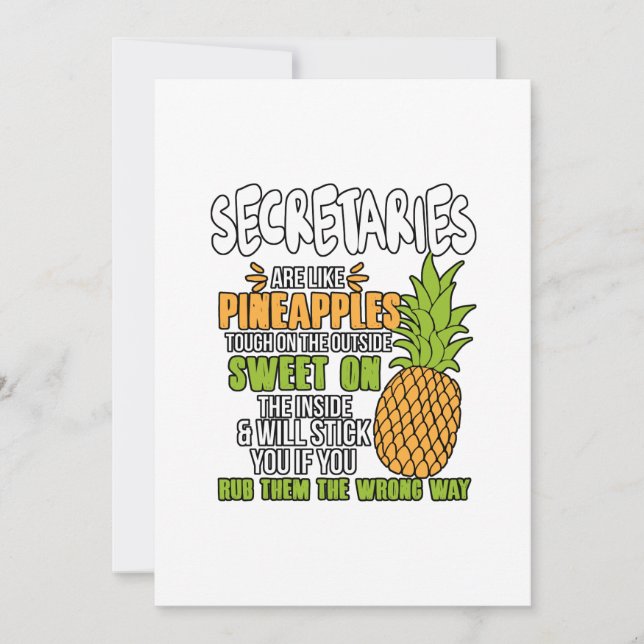 Secretaries Are Like Pineapples. Thank You Card (Front)