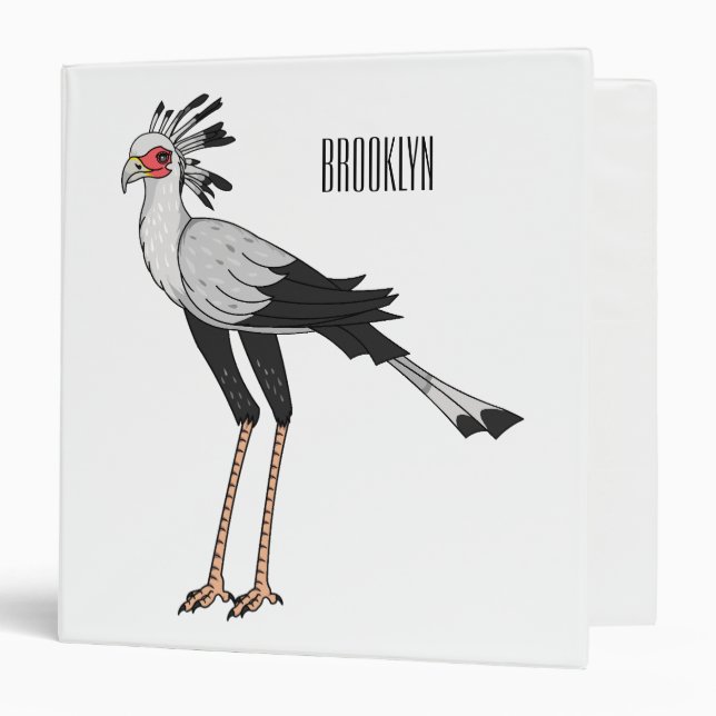Secretary bird cartoon illustration  3 ring binder (Front/Inside)