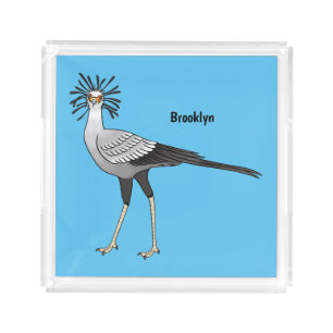 Secretary bird cartoon illustration  acrylic tray