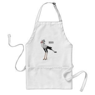 Secretary bird cartoon illustration adult apron