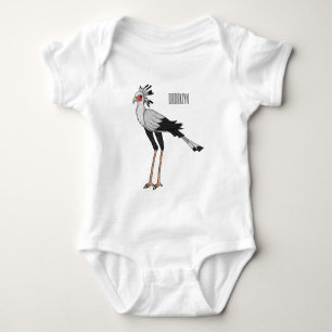 Secretary bird cartoon illustration baby bodysuit