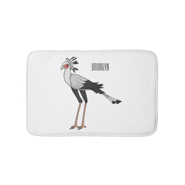 Secretary bird cartoon illustration bath mat (Front)
