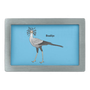 Secretary bird cartoon illustration  belt buckle