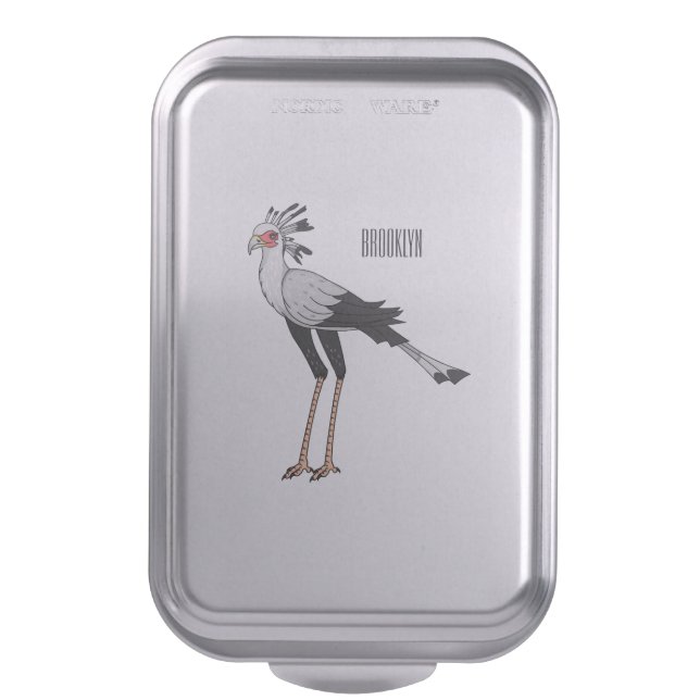 Secretary bird cartoon illustration cake pan (Front Vertical)
