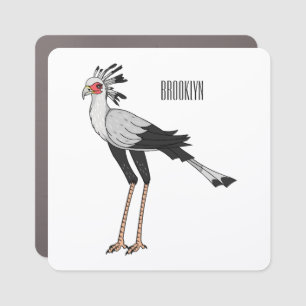 Secretary bird cartoon illustration car magnet