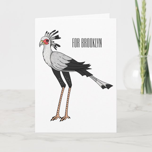 Secretary bird cartoon illustration card (Front)