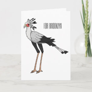 Secretary bird cartoon illustration card