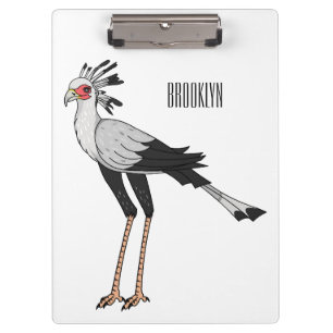 Secretary bird cartoon illustration  clipboard