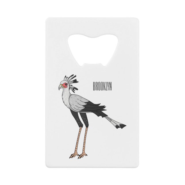 Secretary bird cartoon illustration  credit card bottle opener (Front)
