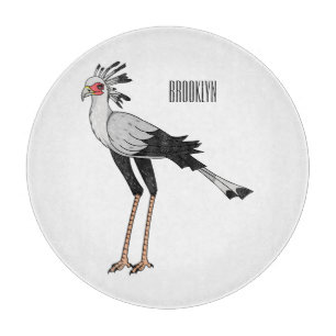 Secretary bird cartoon illustration  cutting board