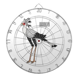 Secretary bird cartoon illustration dart board