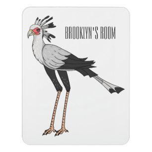 Secretary bird cartoon illustration door sign