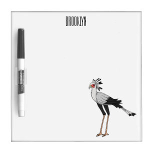 Secretary bird cartoon illustration dry erase board