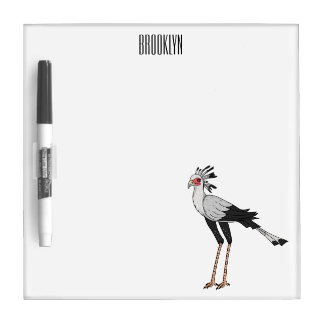 Secretary bird cartoon illustration  dry erase board (Front)