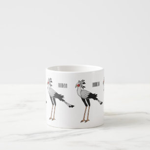 Secretary bird cartoon illustration espresso cup