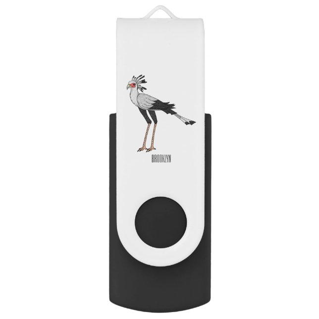 Secretary bird cartoon illustration  flash drive (Front Vertical)
