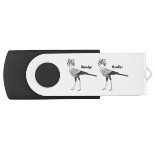 Secretary bird cartoon illustration   flash drive