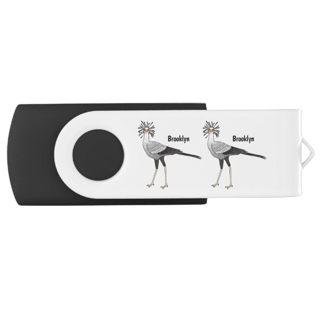 Secretary bird cartoon illustration   flash drive (Front)