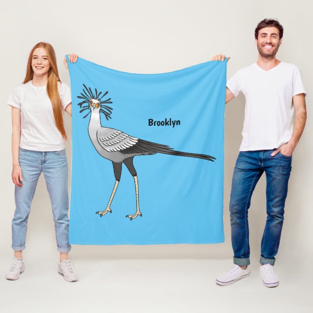 Secretary bird cartoon illustration  fleece blanket (In Situ)
